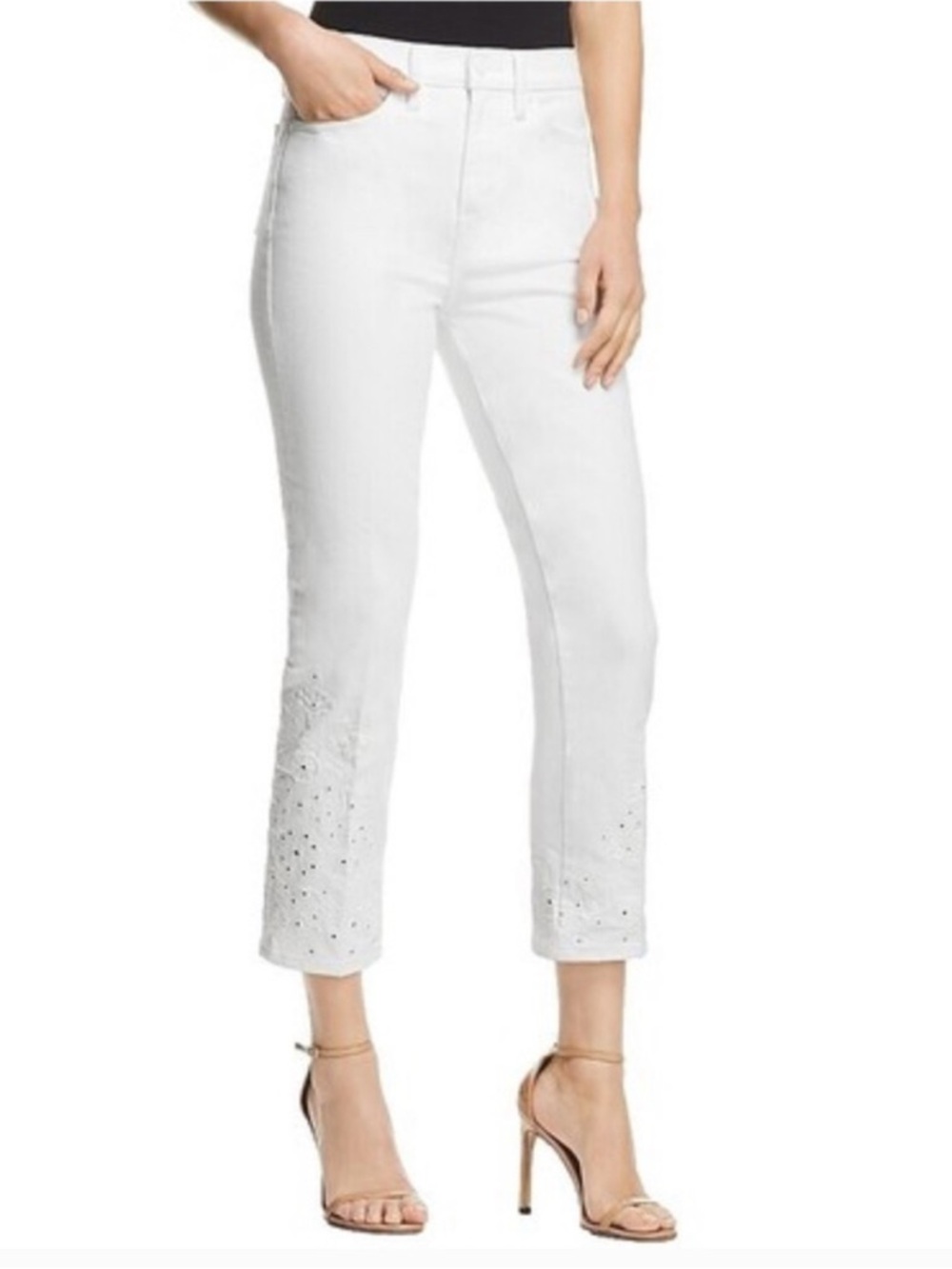 TORY BURCH WHITE LACE TRIM JEANS
